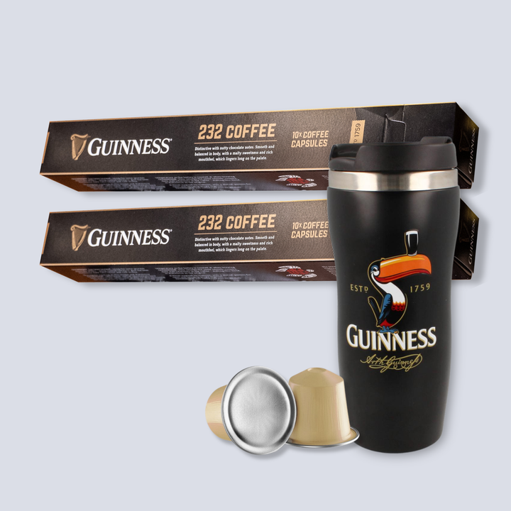 Guinness Gilroy Travel Mug & 2 x Guinness '232' Coffee Capsules (20 capsules)