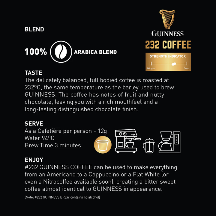 NEW Guinness 232 Coffee Bag Pouches pack of 25